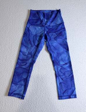 Lululemon Wunder Under Crop Hi-Rise Midnight Tulle Multi Blue Leggings Size 6